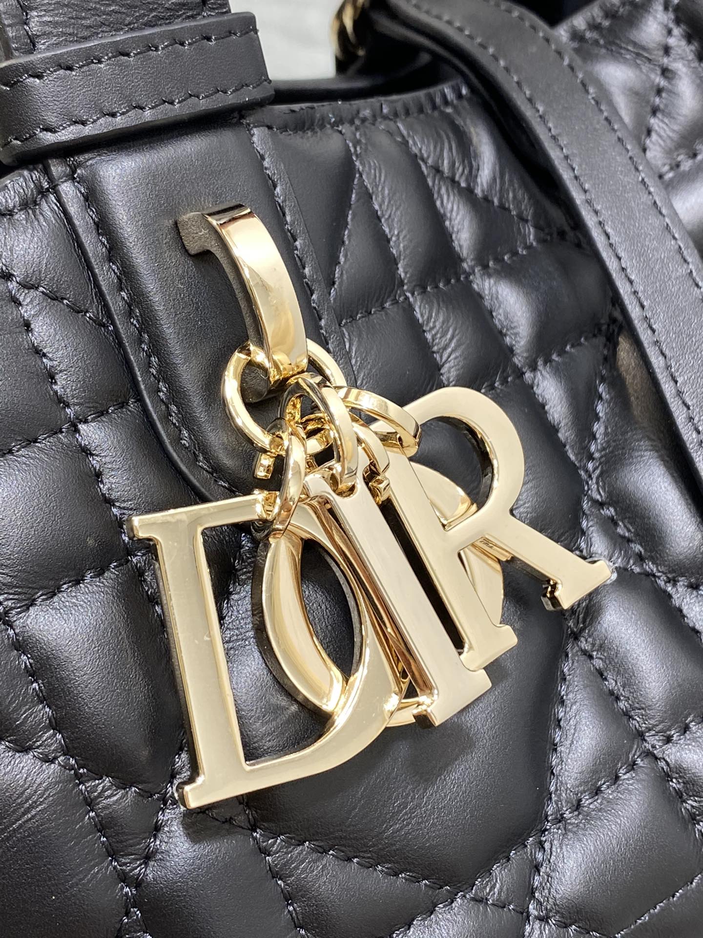 Small Dior Toujours Bag Black Macrocannage Calfskin